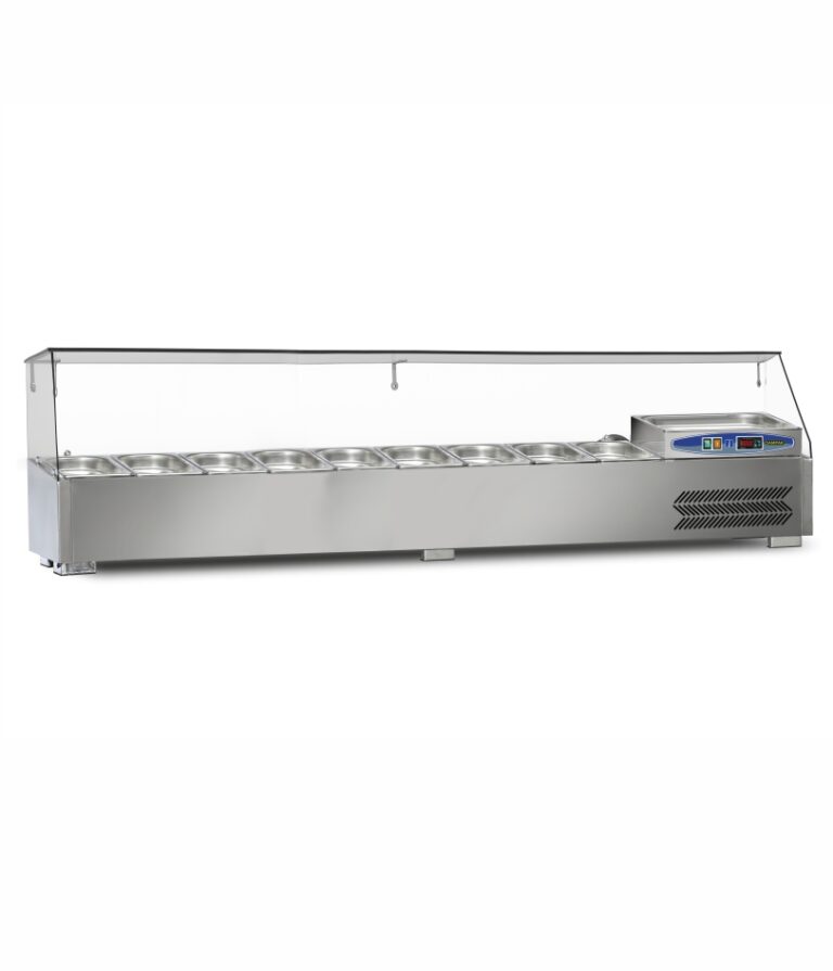 22SBS09-18 Soğutmalı Set Üstü Saladbar 180cm Gn 1/4 9 Küvet